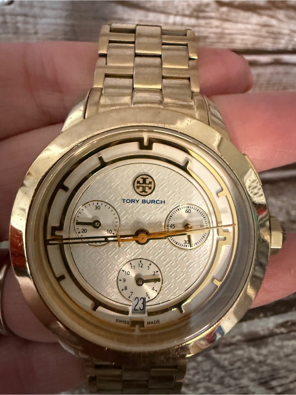 Tory Burch Gold Stainless Steel Chronograph Bracelet Watch TRB1000 - Picture 3 of 5